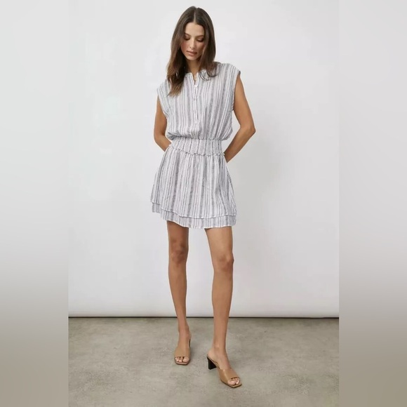 Rails Dresses & Skirts - New Rails Angelina Cape May Stripe Dress Smocked Linen Blend Size Large